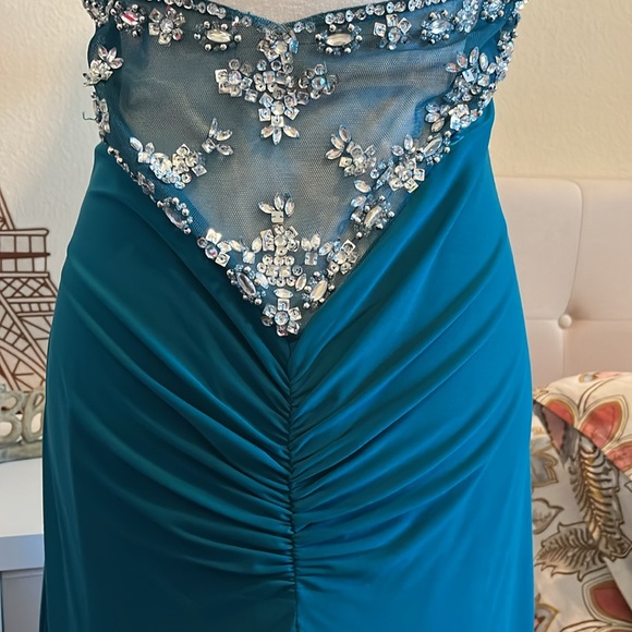 🔥FINAL SALE🔥 Morgan & Co. Turquoise Formal/Evening/Wedding/Prom Dress Size 13/14 - Picture 4 of 13